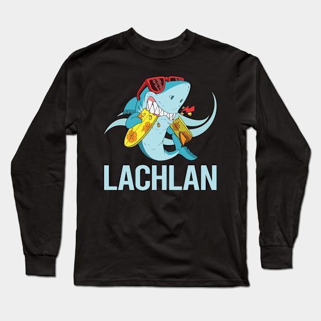 Funny Shark - Lachlan Name Long Sleeve T-Shirt by Atlas Skate